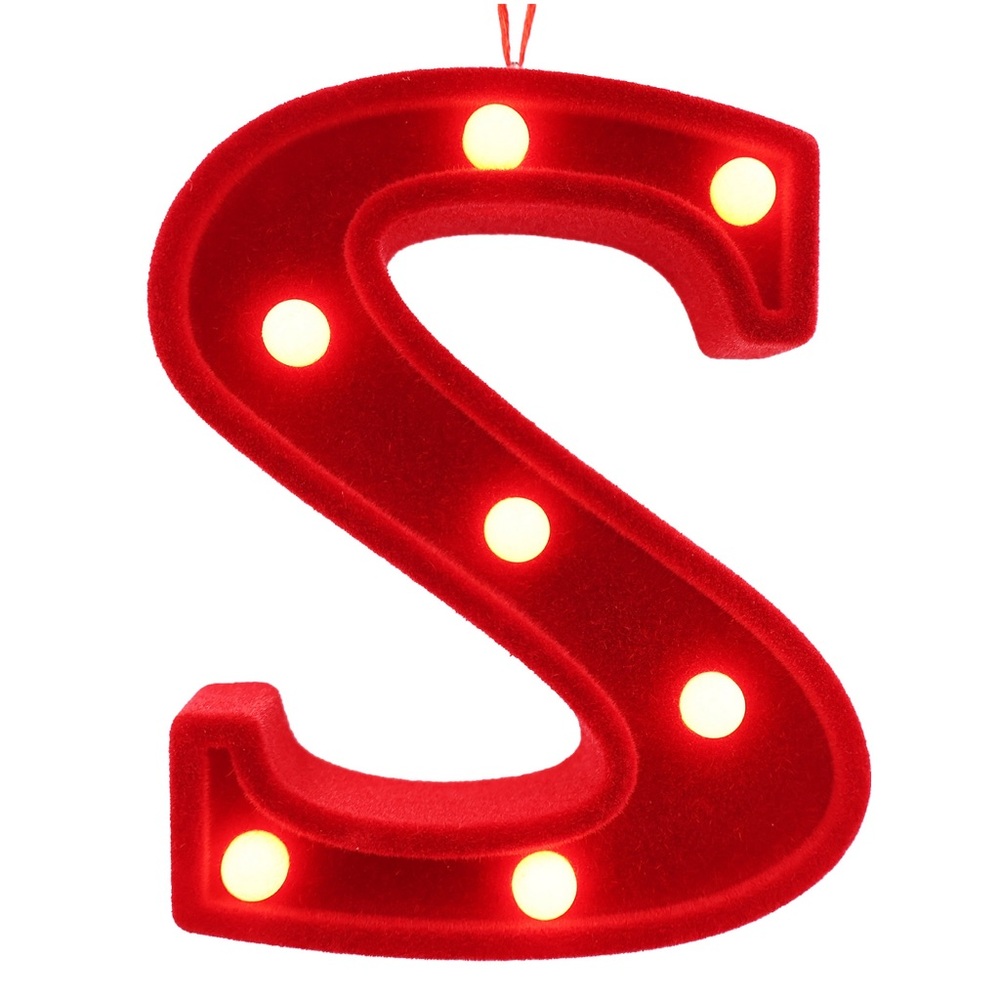 Metallic Red LED Lighted Letter S Ornament
